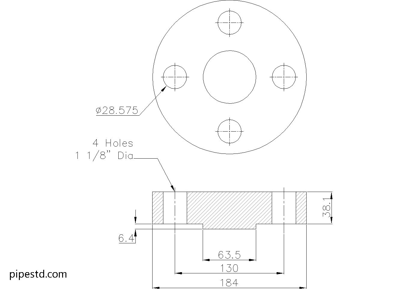 Blind Flange 1 1/4 Inch Class 2500 Dimensions, Weight and Bolt Size