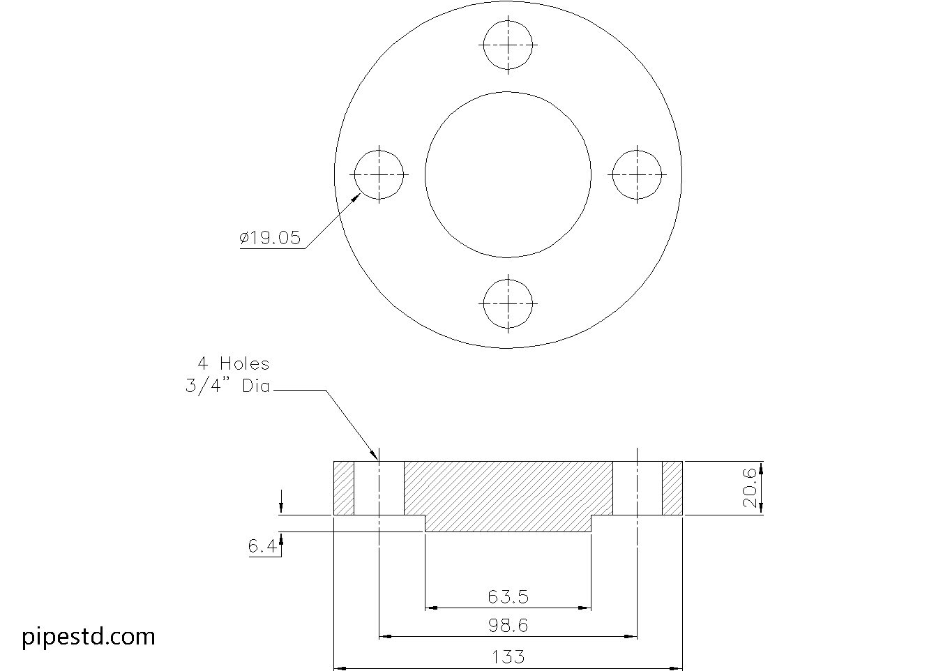 Blind Flange 1 1/4 Inch Class 600 Dimensions, Weight and Bolt Size