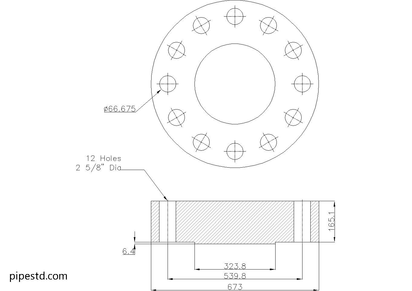 Blind Flange 10 Inch Class 2500 Dimensions, Weight and Bolt Size