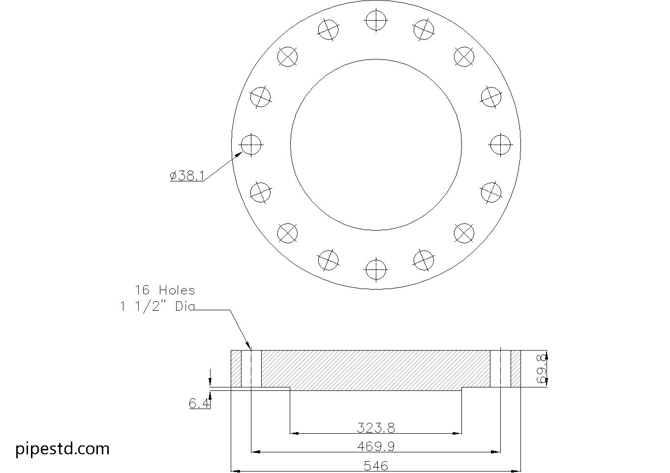 Blind Flange 10 Inch Class 900 Dimensions, Weight and Bolt Size