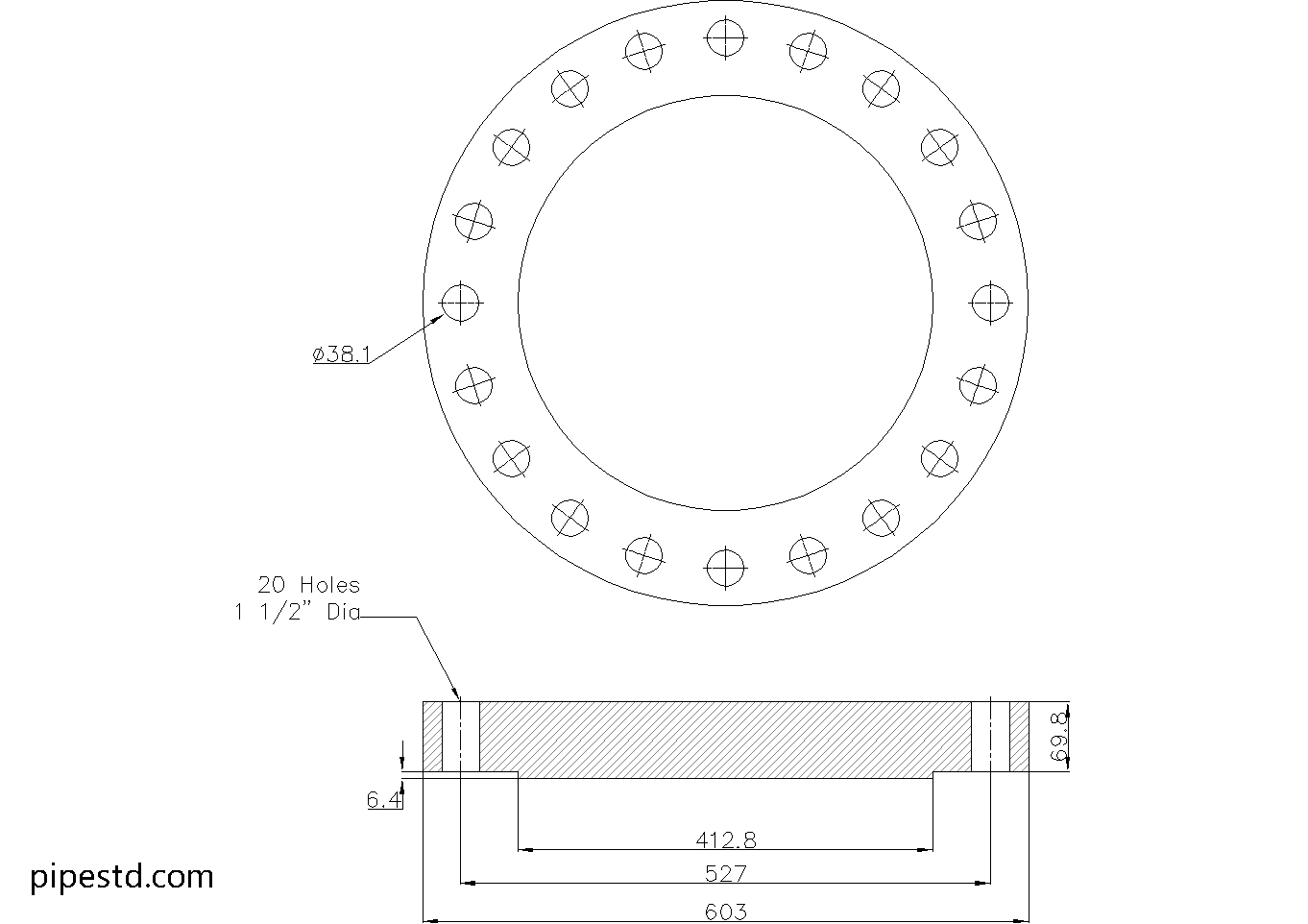 Blind Flange 14 Inch Class 600 Dimensions, Weight and Bolt Size