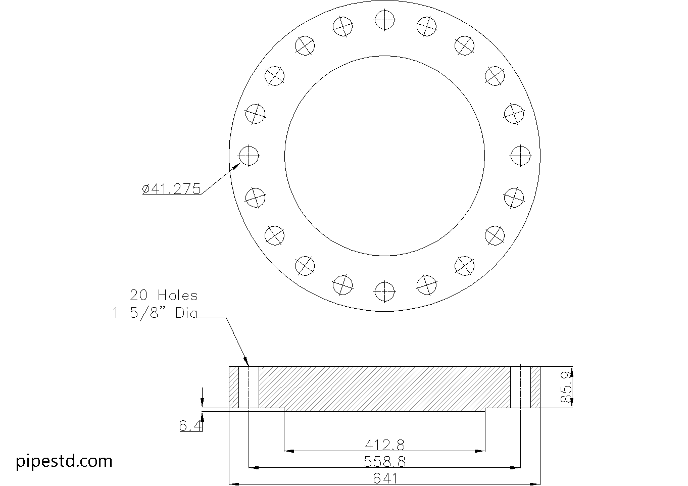Blind Flange 14 Inch Class 900 Dimensions, Weight and Bolt Size