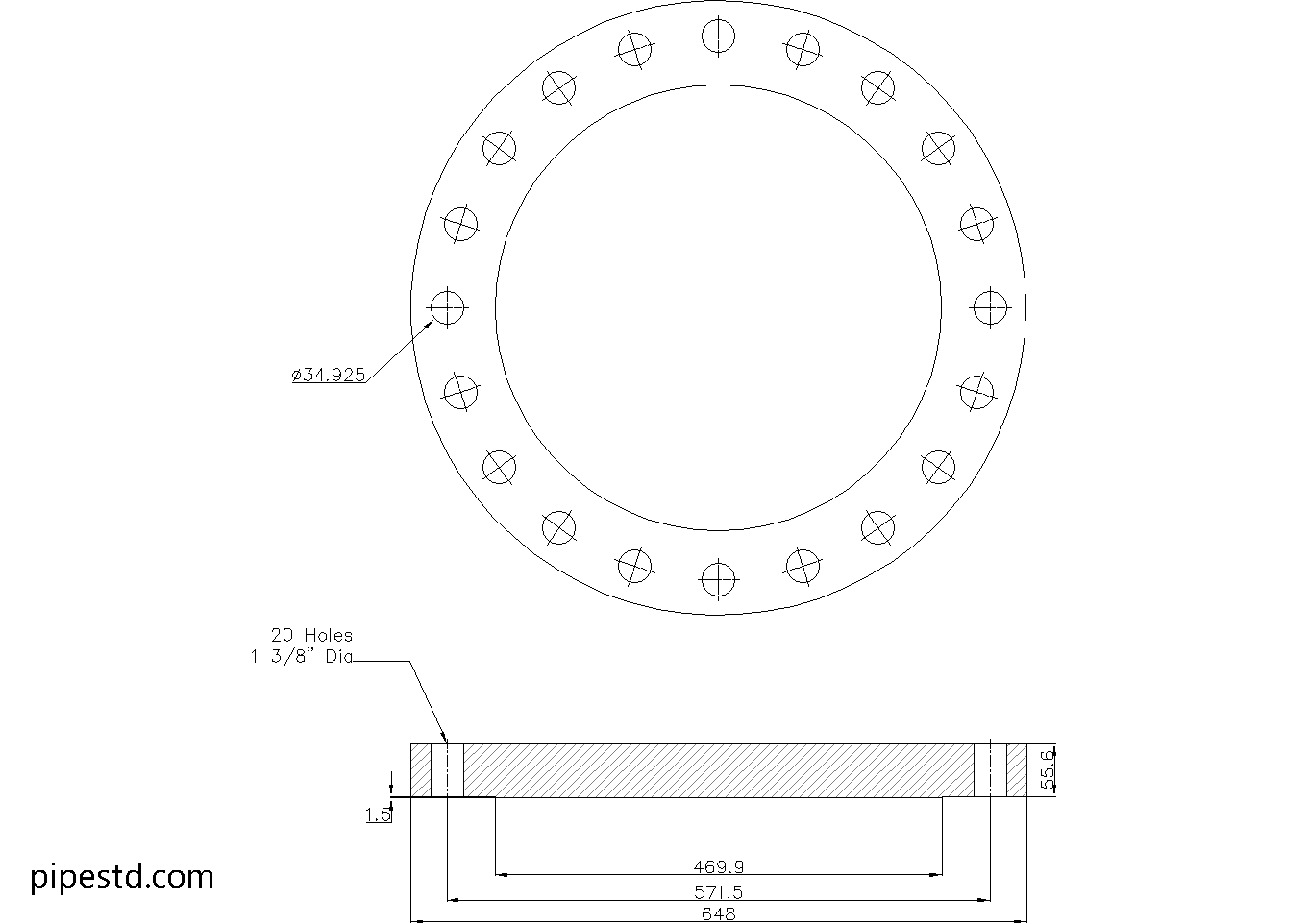Blind Flange 16 Inch Class 300 Dimensions, Weight and Bolt Size