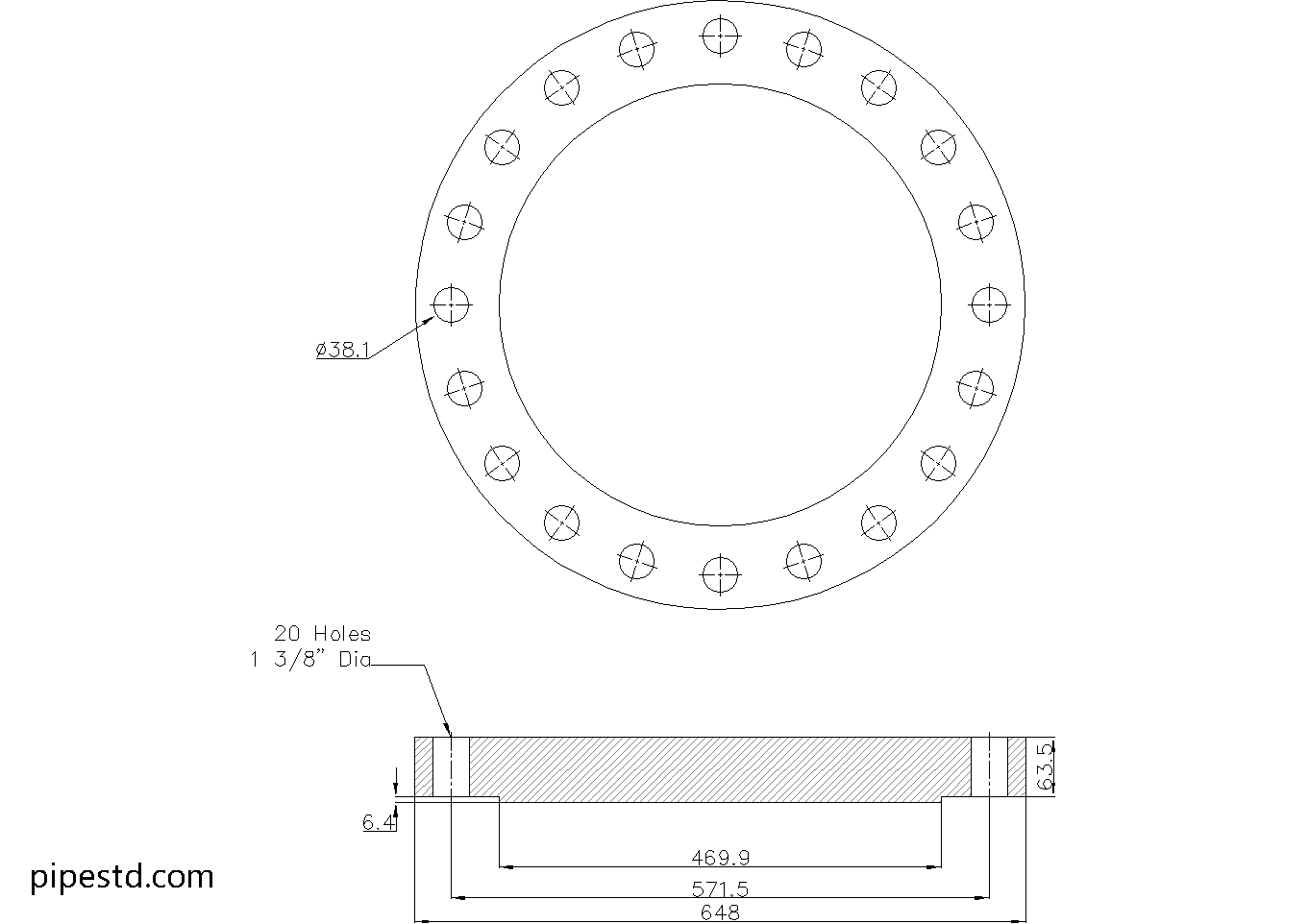 Blind Flange 16 Inch Class 400 Dimensions, Weight and Bolt Size