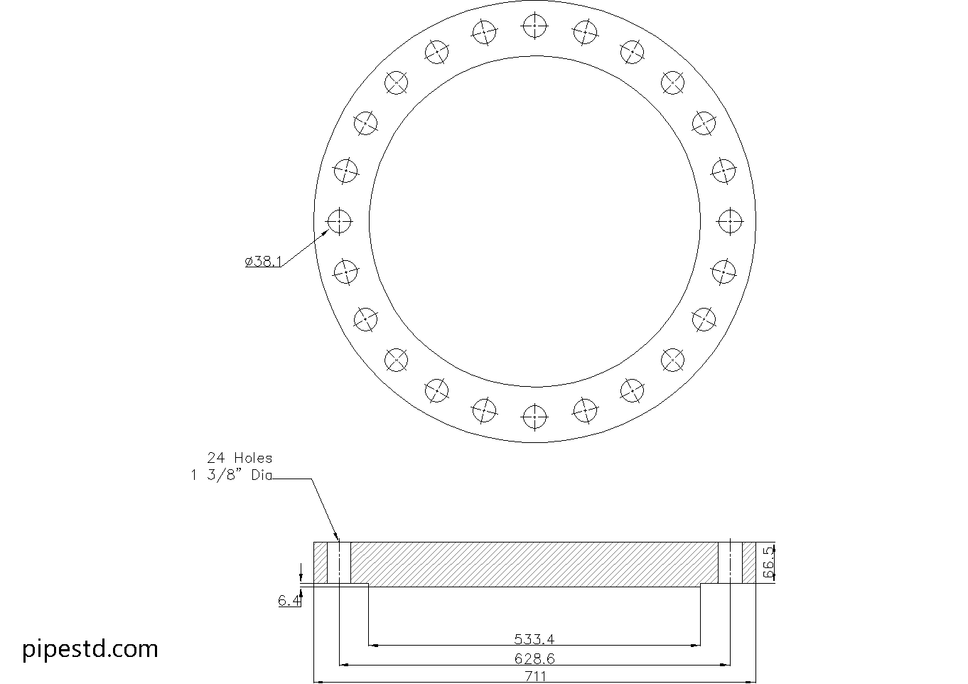 Blind Flange 18 Inch Class 400 Dimensions, Weight and Bolt Size