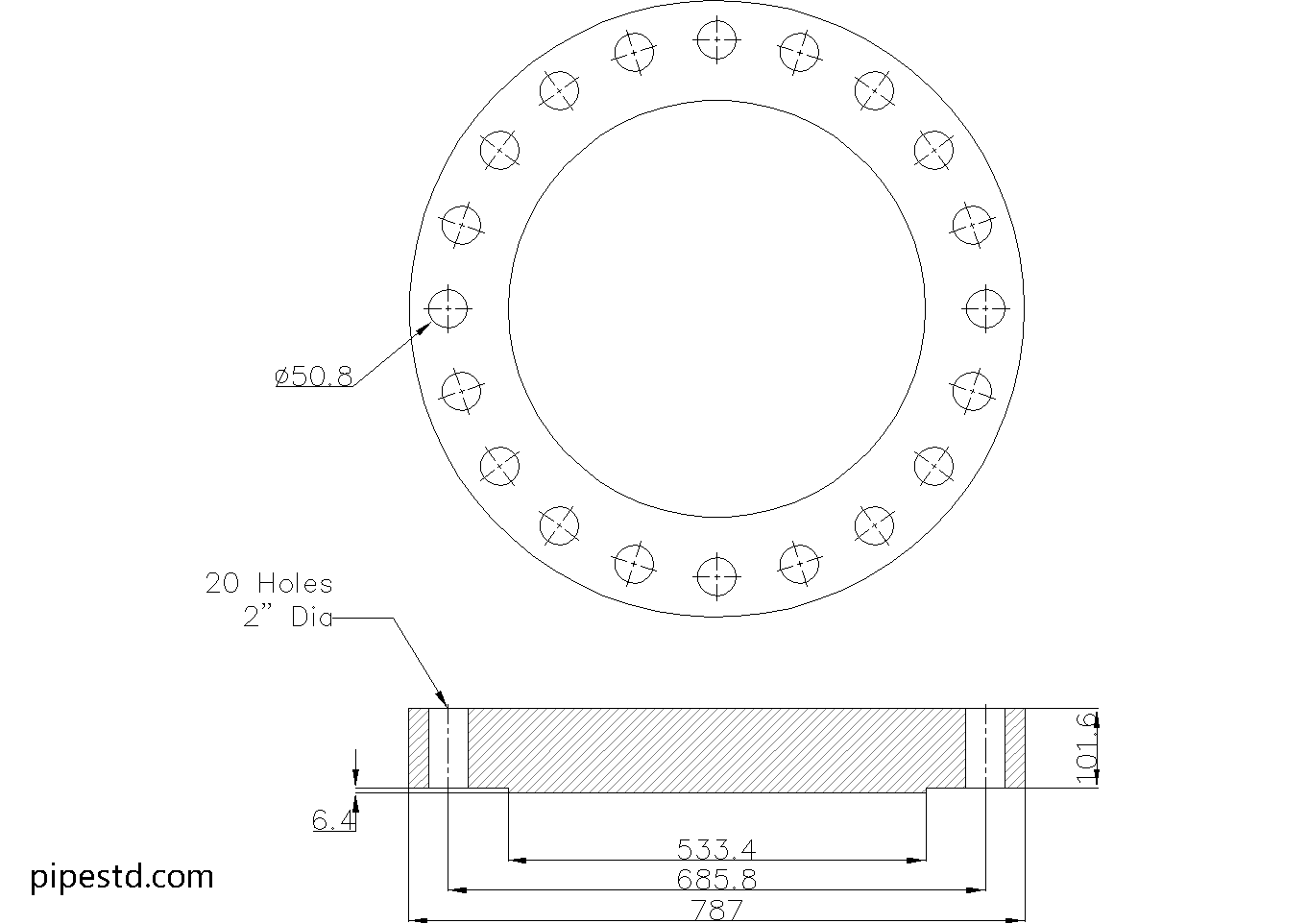 Blind Flange 18 Inch Class 900 Dimensions, Weight and Bolt Size