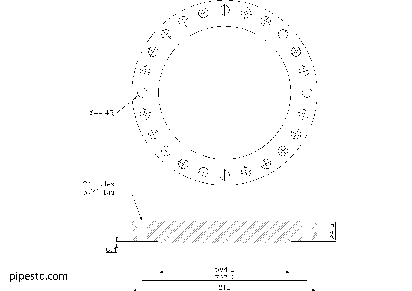 Blind Flange 20 Inch Class 600 Dimensions, Weight and Bolt Size