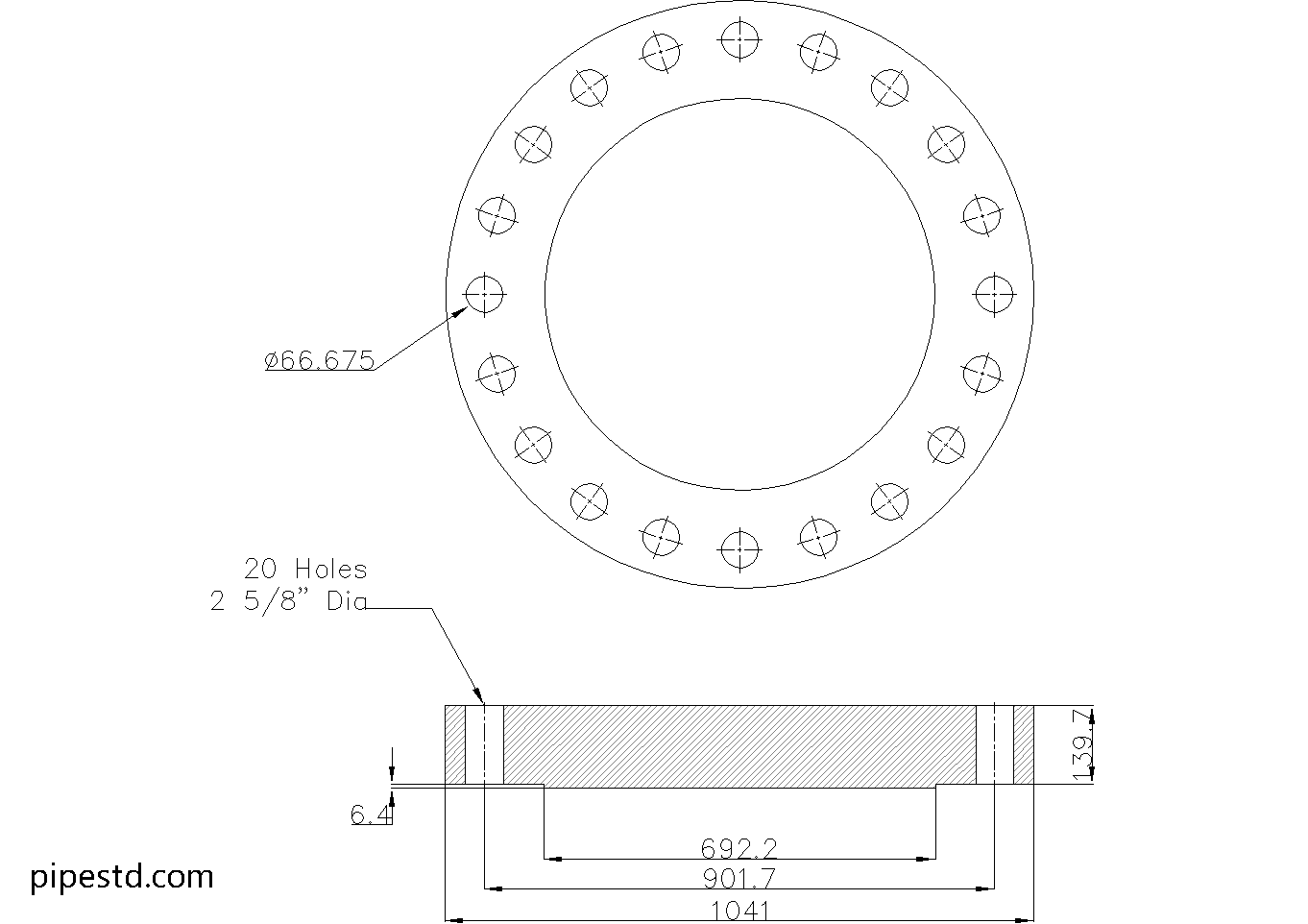 Blind Flange 24 Inch Class 900 Dimensions, Weight and Bolt Size