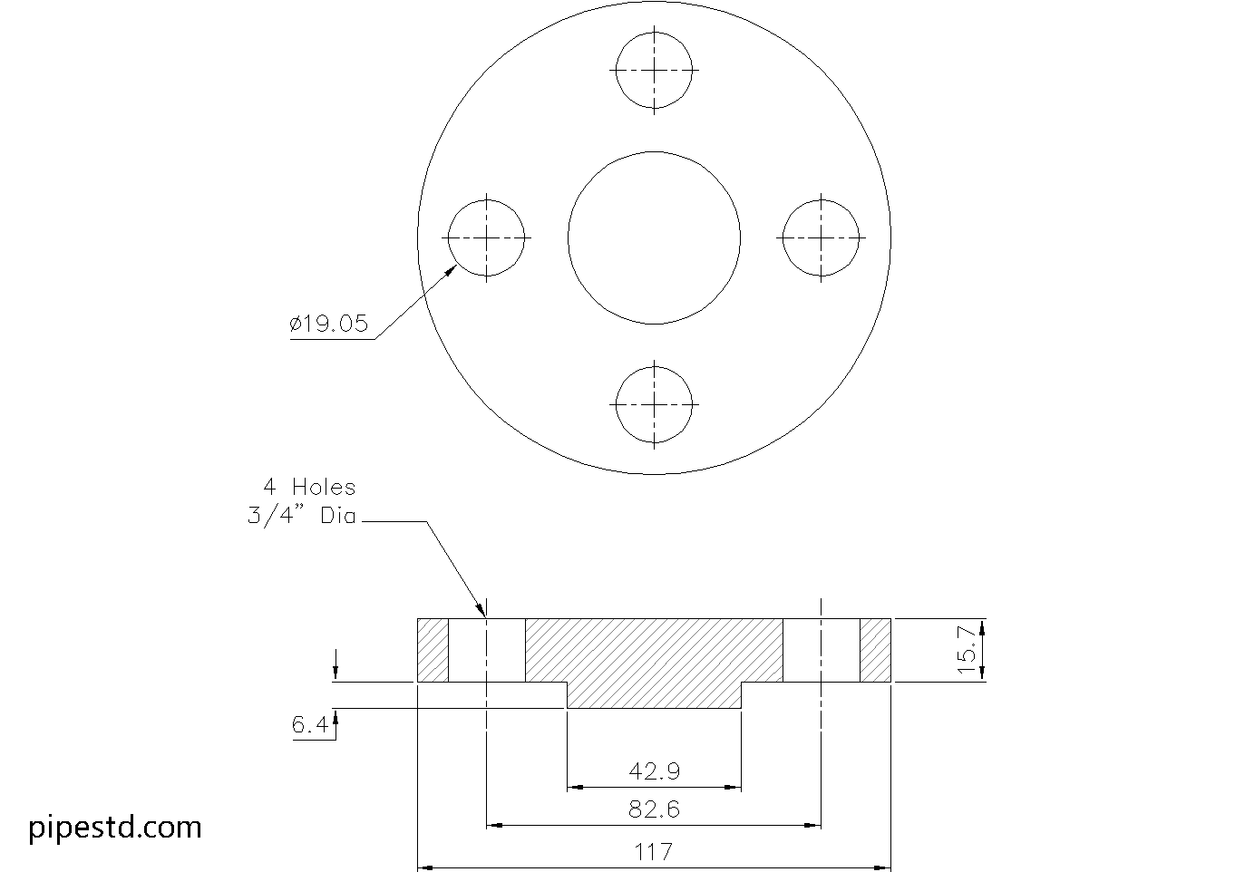 Blind Flange 3/4 Inch Class 400 Dimensions, Weight and Bolt Size