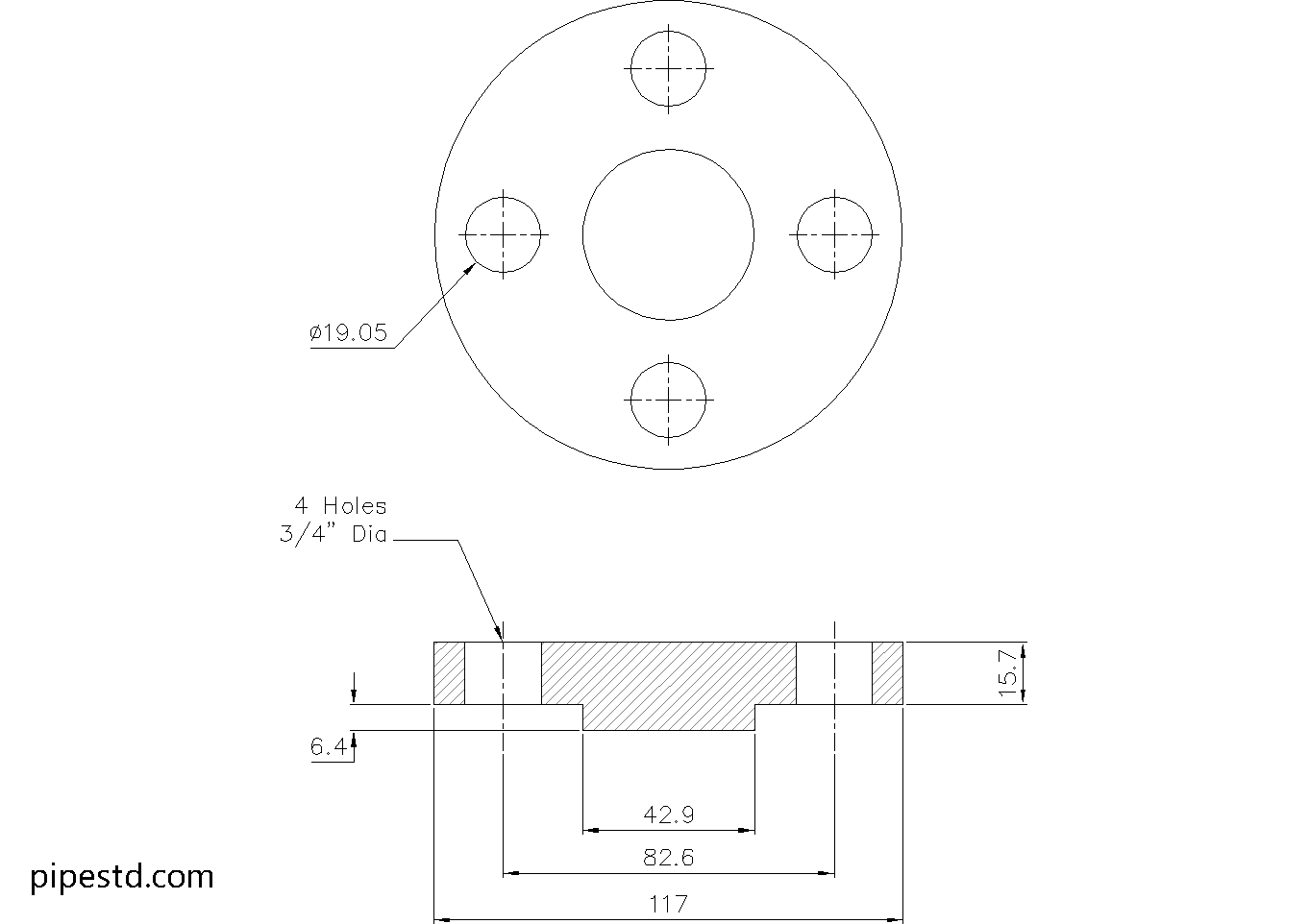 Blind Flange 3/4 Inch Class 600 Dimensions, Weight and Bolt Size