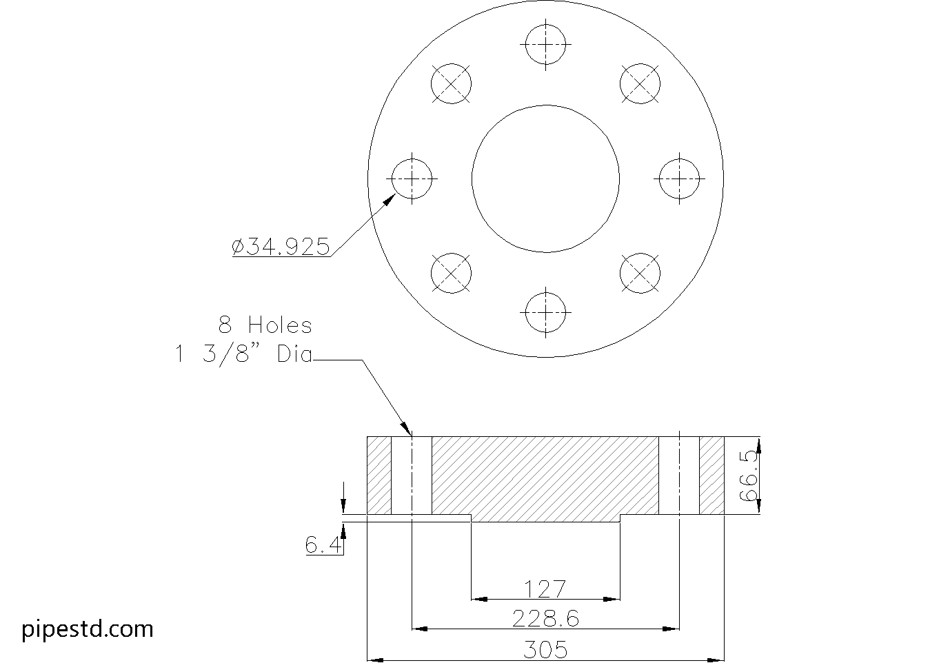 Blind Flange 3 Inch Class 2500 Dimensions, Weight and Bolt Size
