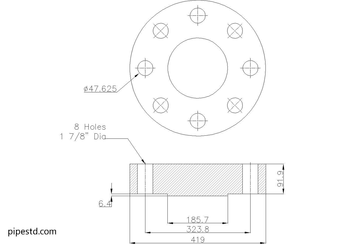 Blind Flange 5 Inch Class 2500 Dimensions, Weight and Bolt Size