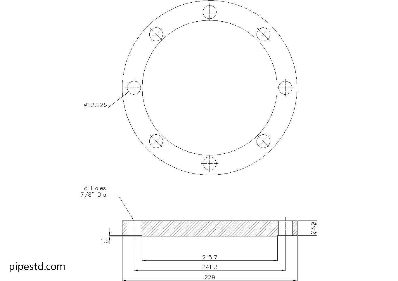 Blind Flange 6 Inch Class 150 Dimensions, Weight and Bolt Size