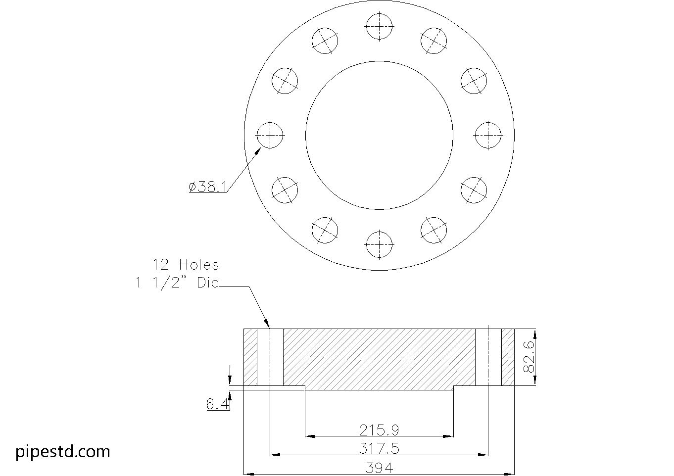 Blind Flange 6 Inch Class 1500 Dimensions, Weight and Bolt Size