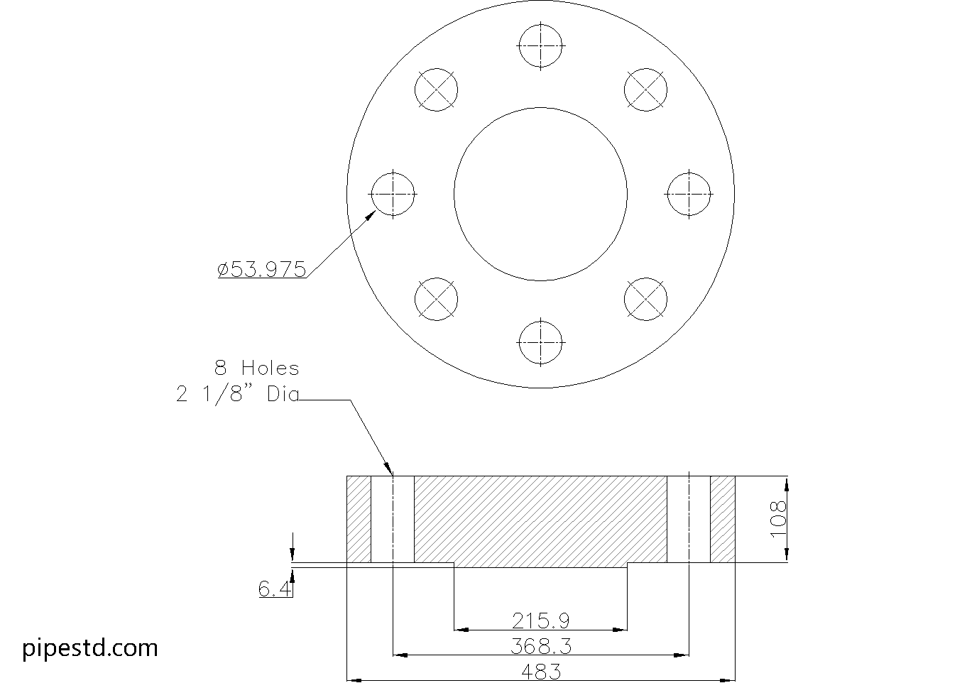 Blind Flange 6 Inch Class 2500 Dimensions, Weight and Bolt Size