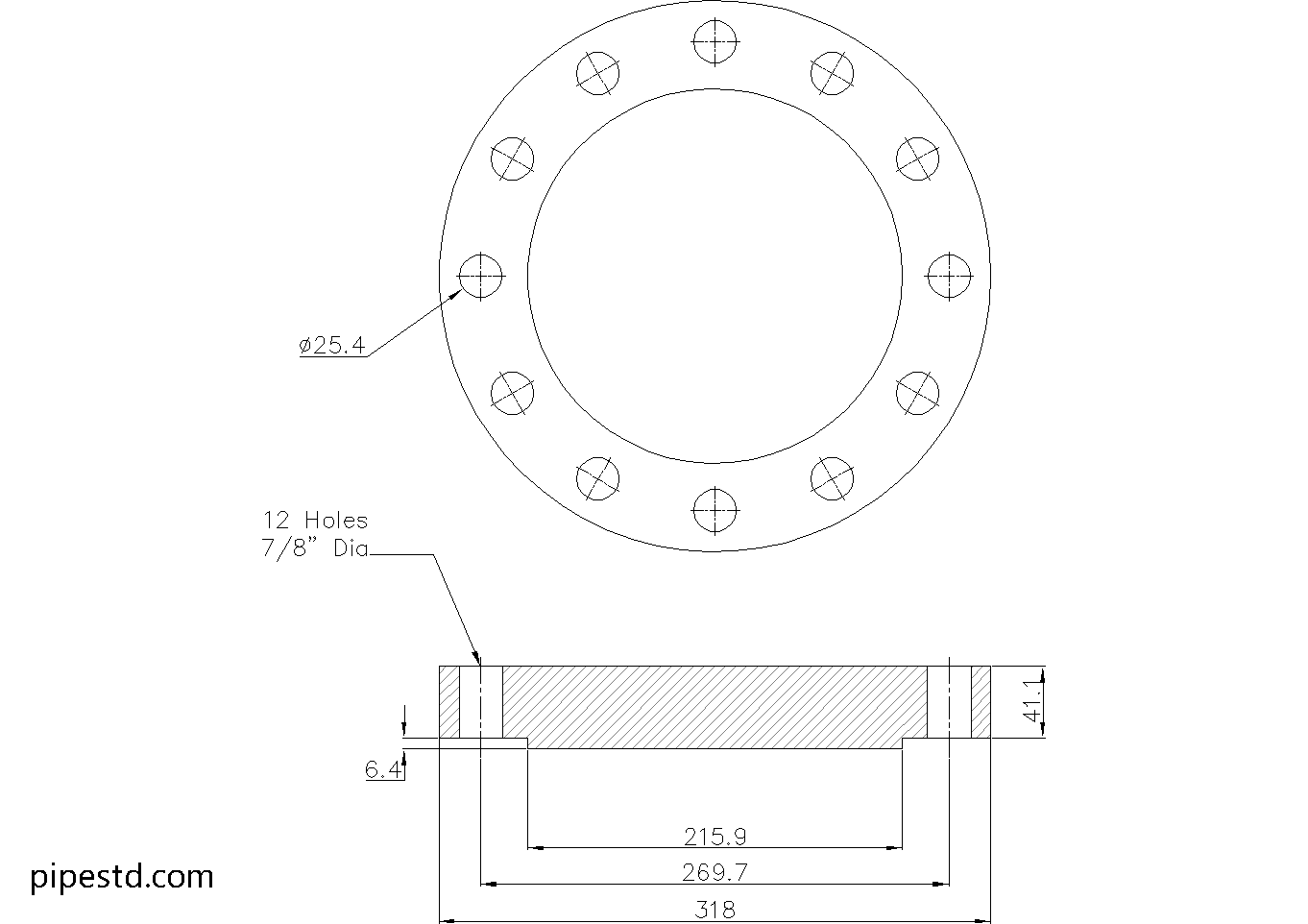 Blind Flange 6 Inch Class 400 Dimensions, Weight and Bolt Size
