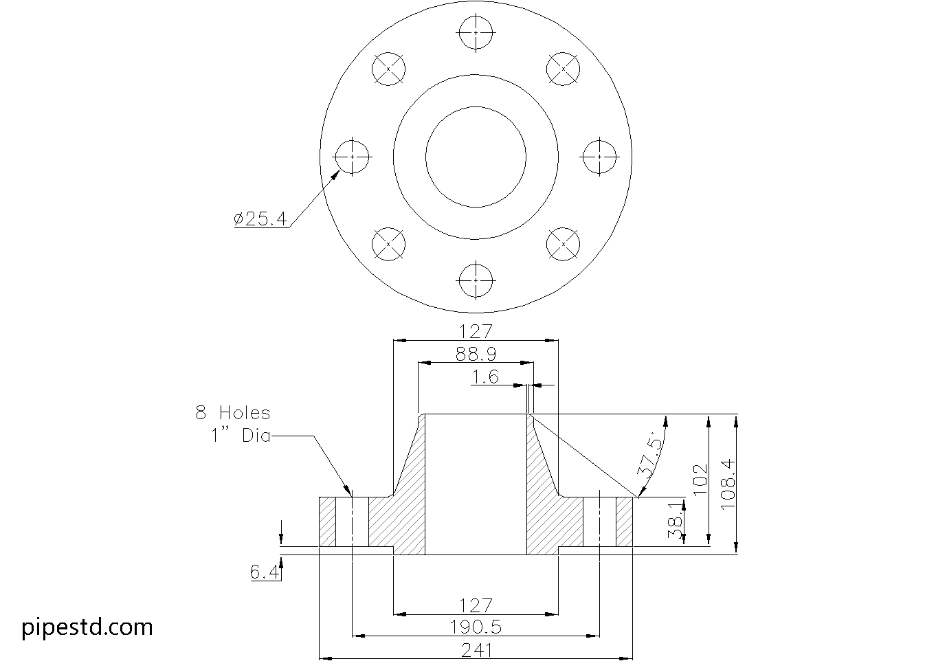 Weld Neck Flange 3 Inch Class 900 Dimensions, Weight and Bolt Size