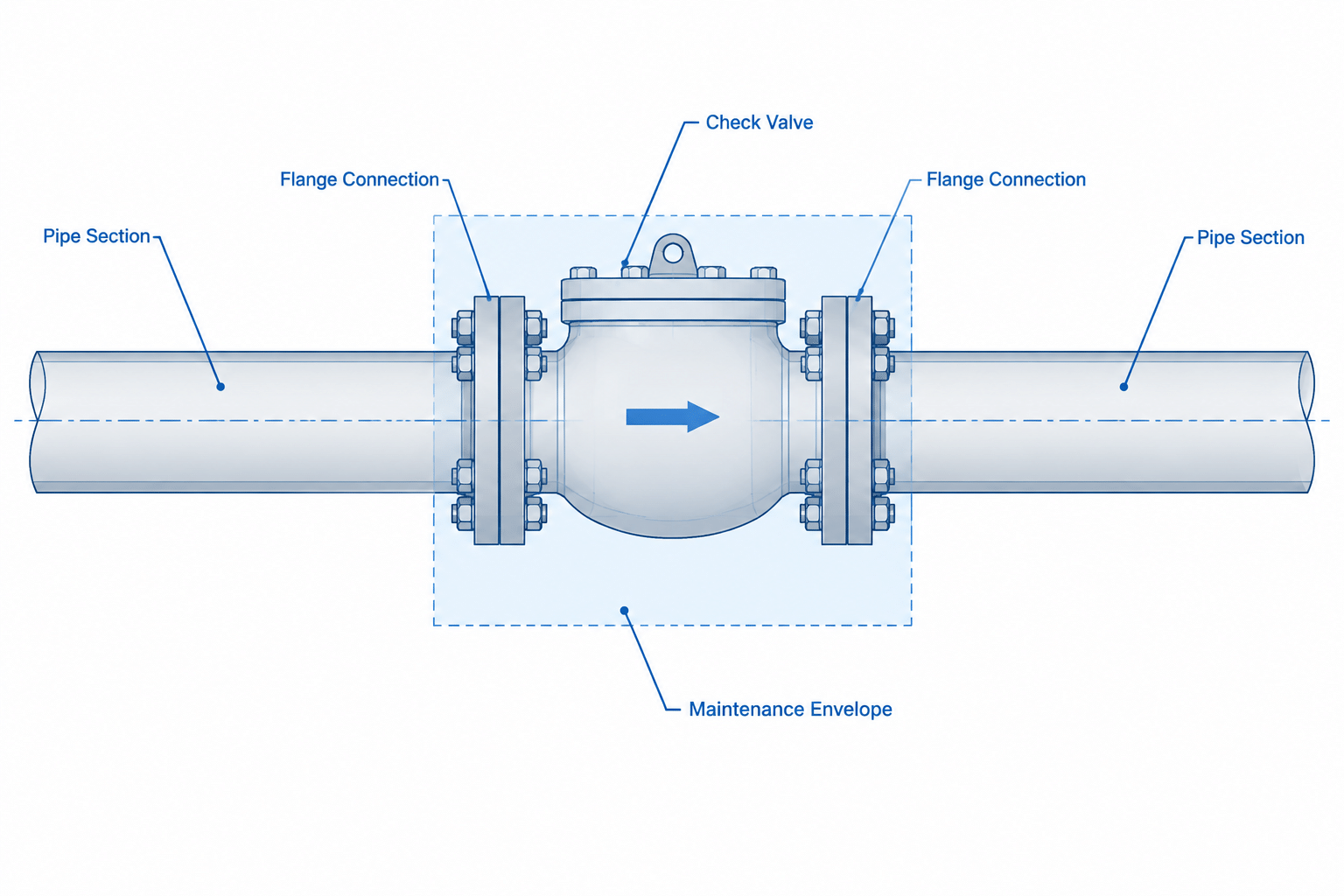 Check Valve Types in Piping CAD: Flow Direction, Orientation, and Maintenance