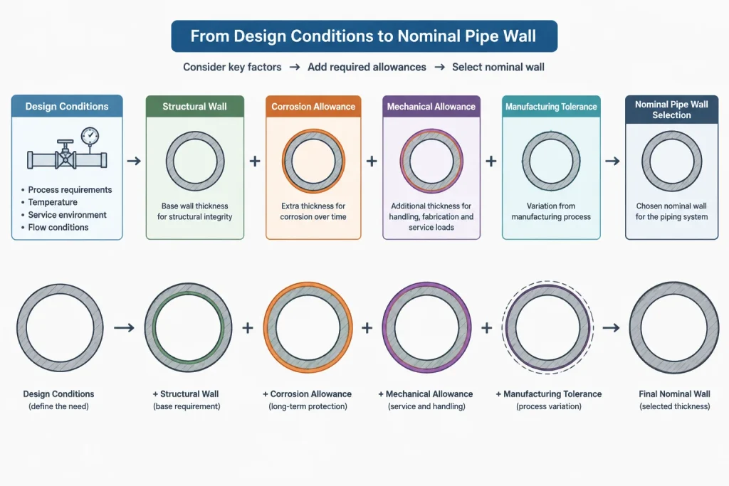 Corrosion Allowance in Piping: How It Relates to Pipe Schedule, Wall Thickness, and CAD piping engineering illustration