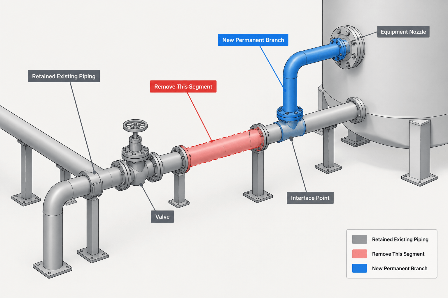 Existing, Demolition, and Temporary Piping in CAD: A Clear Documentation Workflow engineering illustration