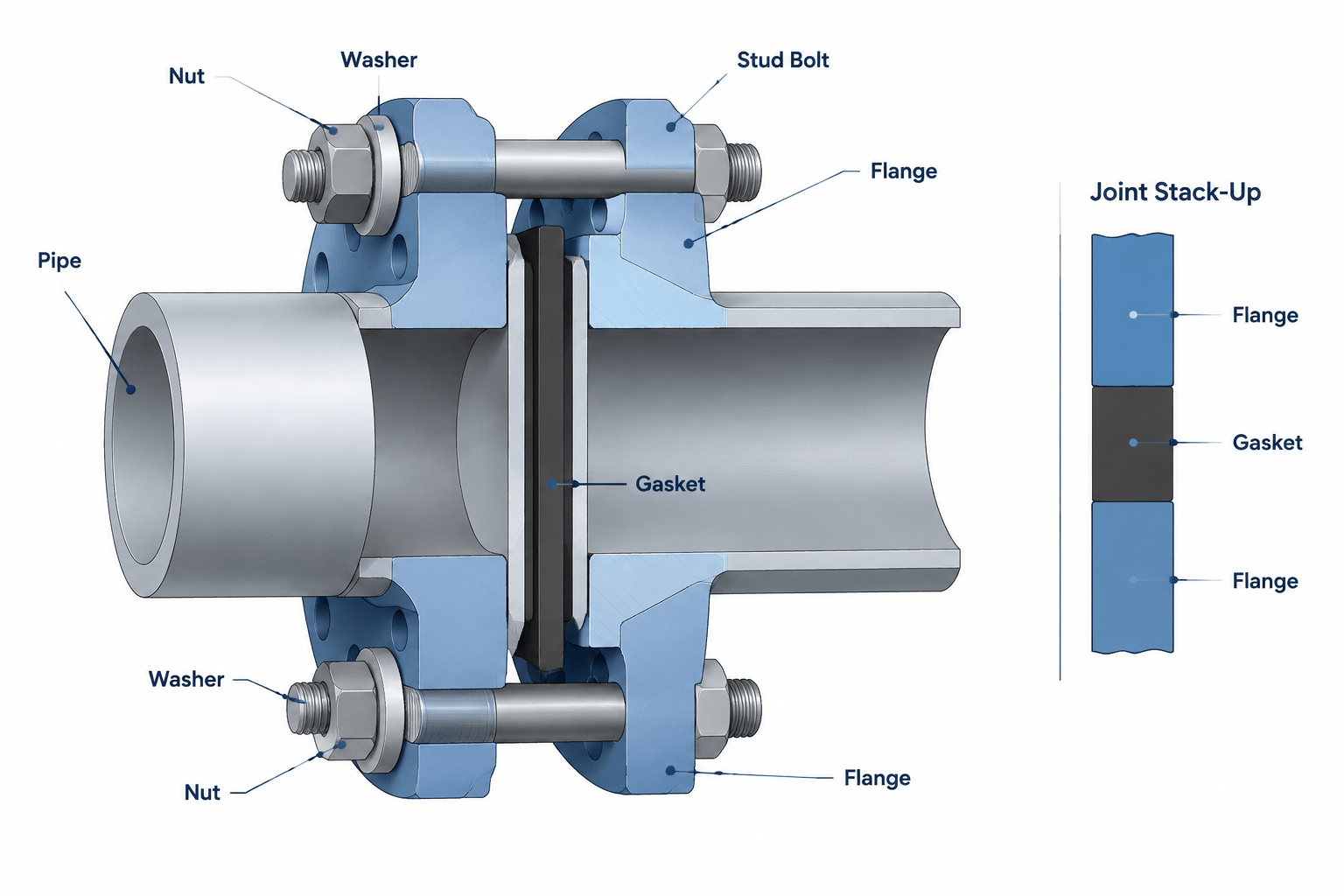Flange Bolt Length in CAD: How to Build and Check the Joint Stack-Up