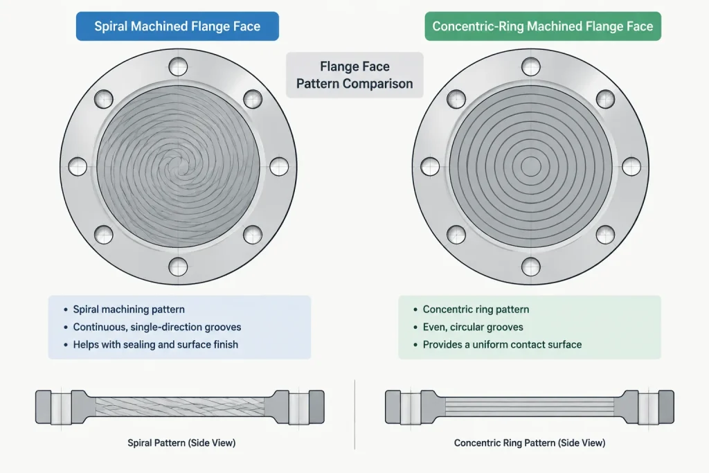Flange Facing Finish in Piping Drawings: Serrations, Roughness, and Gasket Compatibility piping engineering illustration