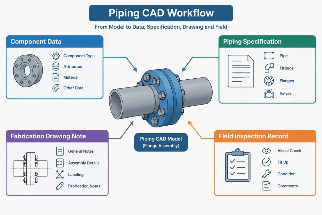 Flange Facing Finish in Piping Drawings: Serrations, Roughness, and Gasket Compatibility piping engineering illustration