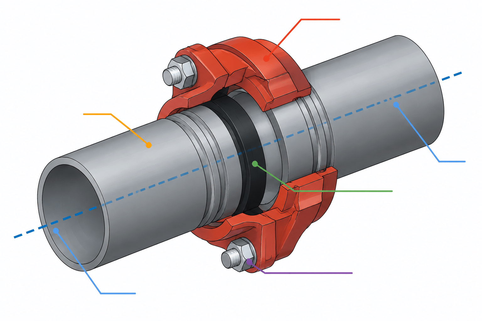 Grooved Pipe Connections in CAD: Couplings, End Gaps, and Cut-Length Control