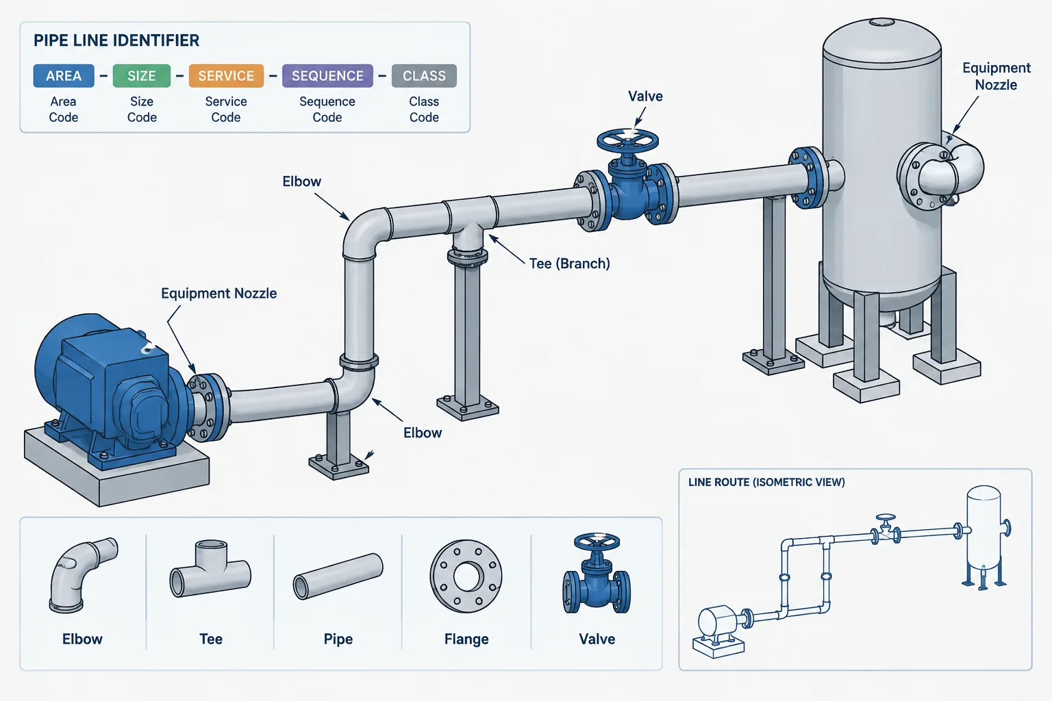 How to Read a Piping Line Number: Service, Size, Class, and Sequence