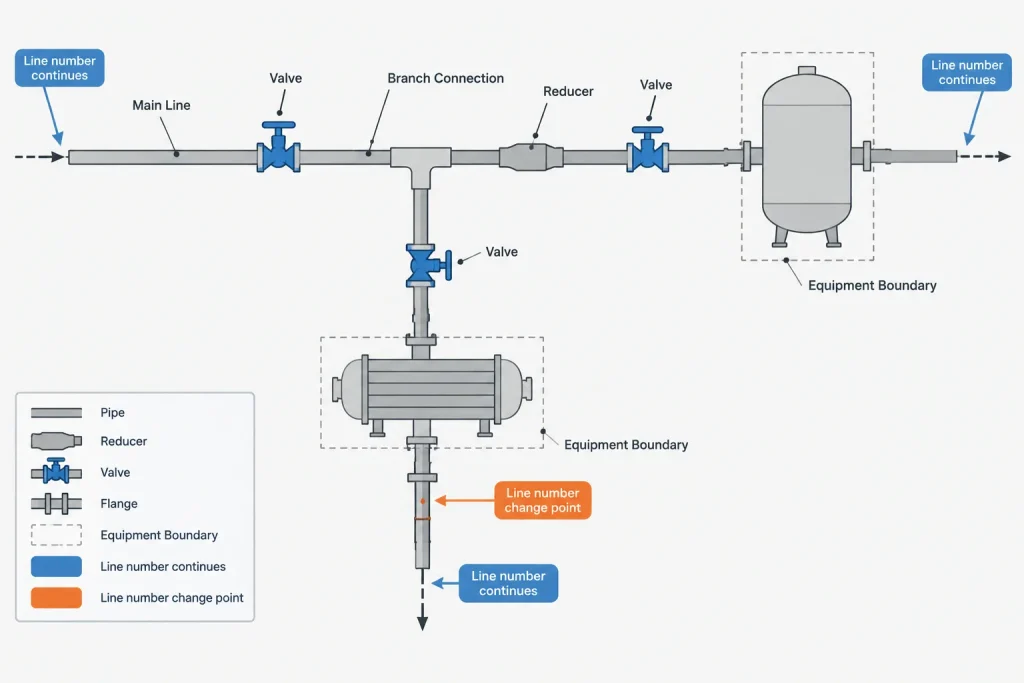 How to Read a Piping Line Number: Service, Size, Class, and Sequence piping engineering illustration