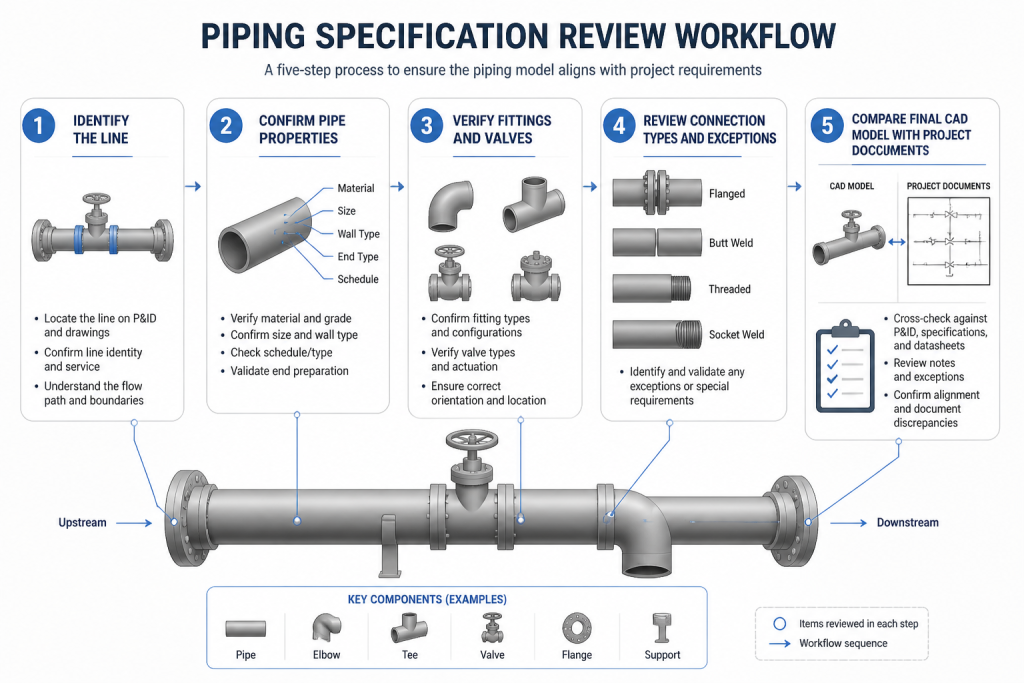 How to Read a Piping Material Specification Before Drafting in CAD engineering illustration