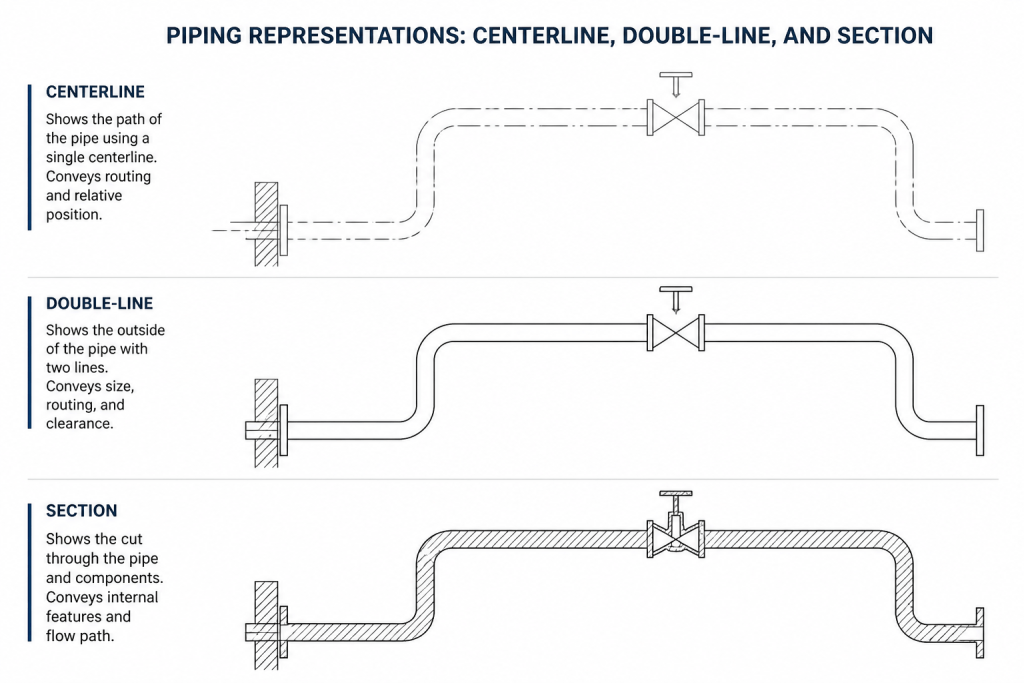 How to Represent Pipe Wall Thickness and Corrosion Allowance in CAD engineering illustration