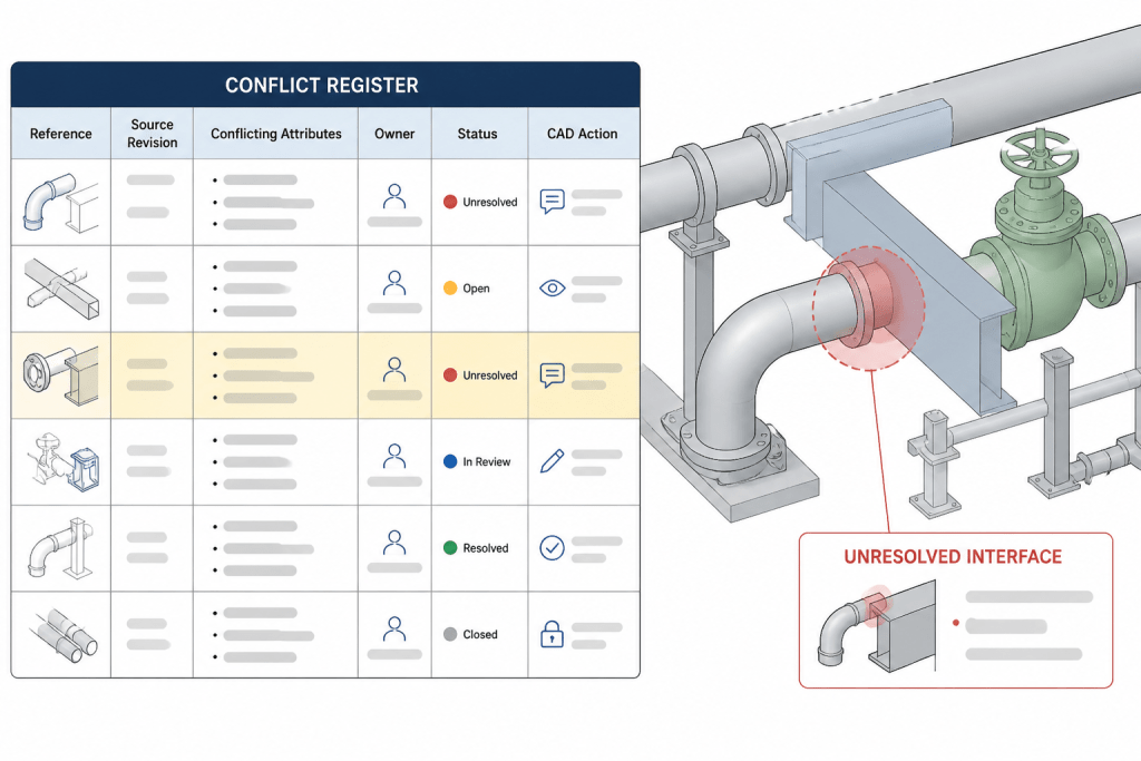 How to Resolve Piping Data Conflicts Before CAD Modeling engineering illustration
