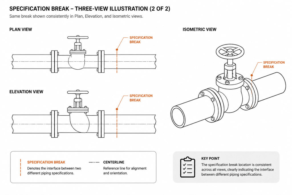 How to Show Piping Specification Breaks Clearly in CAD engineering illustration