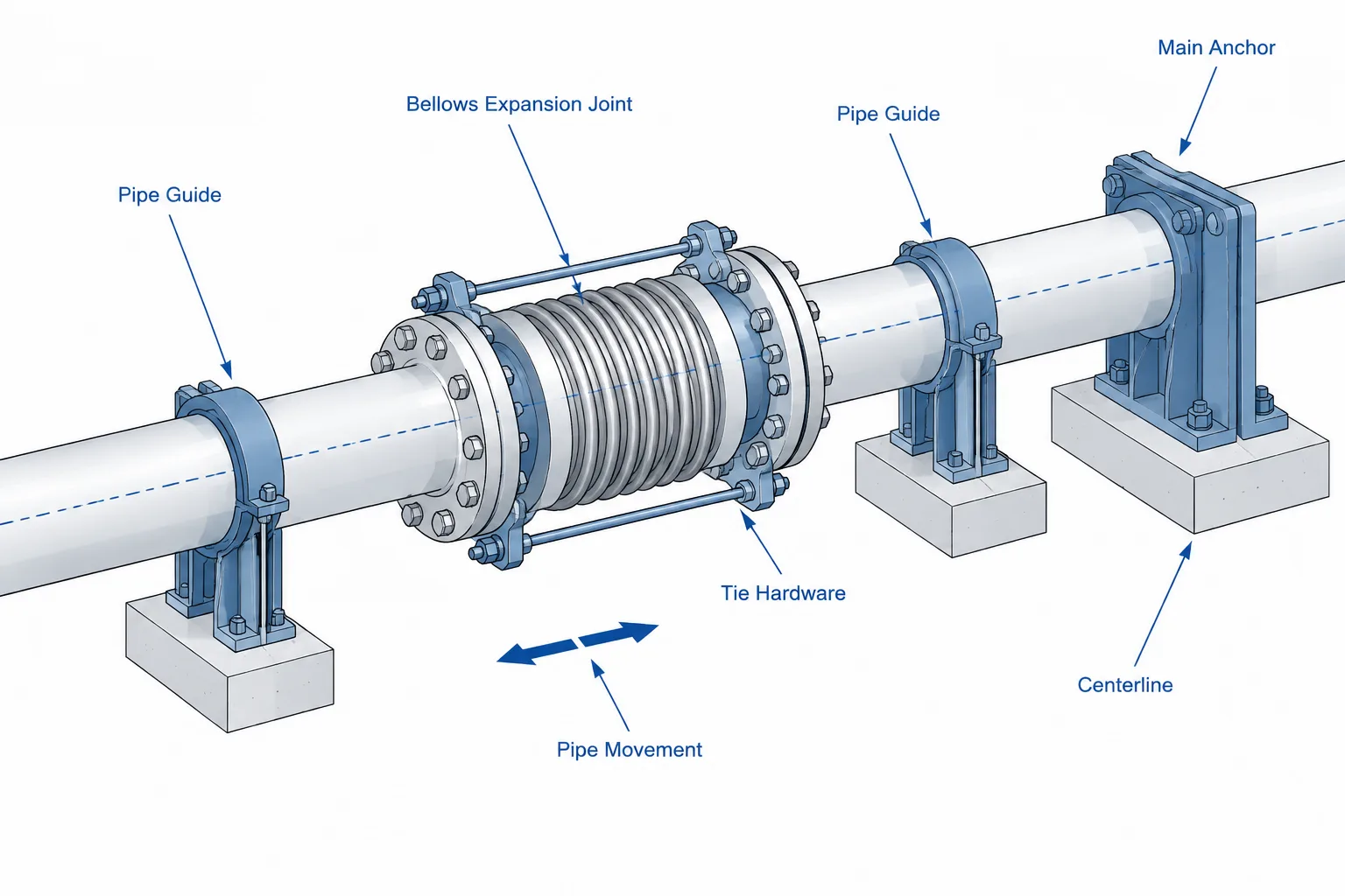 Metal Bellows Expansion Joints in Piping CAD: Movement, Restraint, and Installation Control