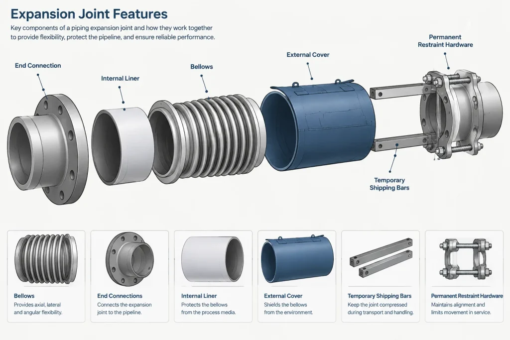 Metal Bellows Expansion Joints in Piping CAD: Movement, Restraint, and Installation Control piping engineering illustration