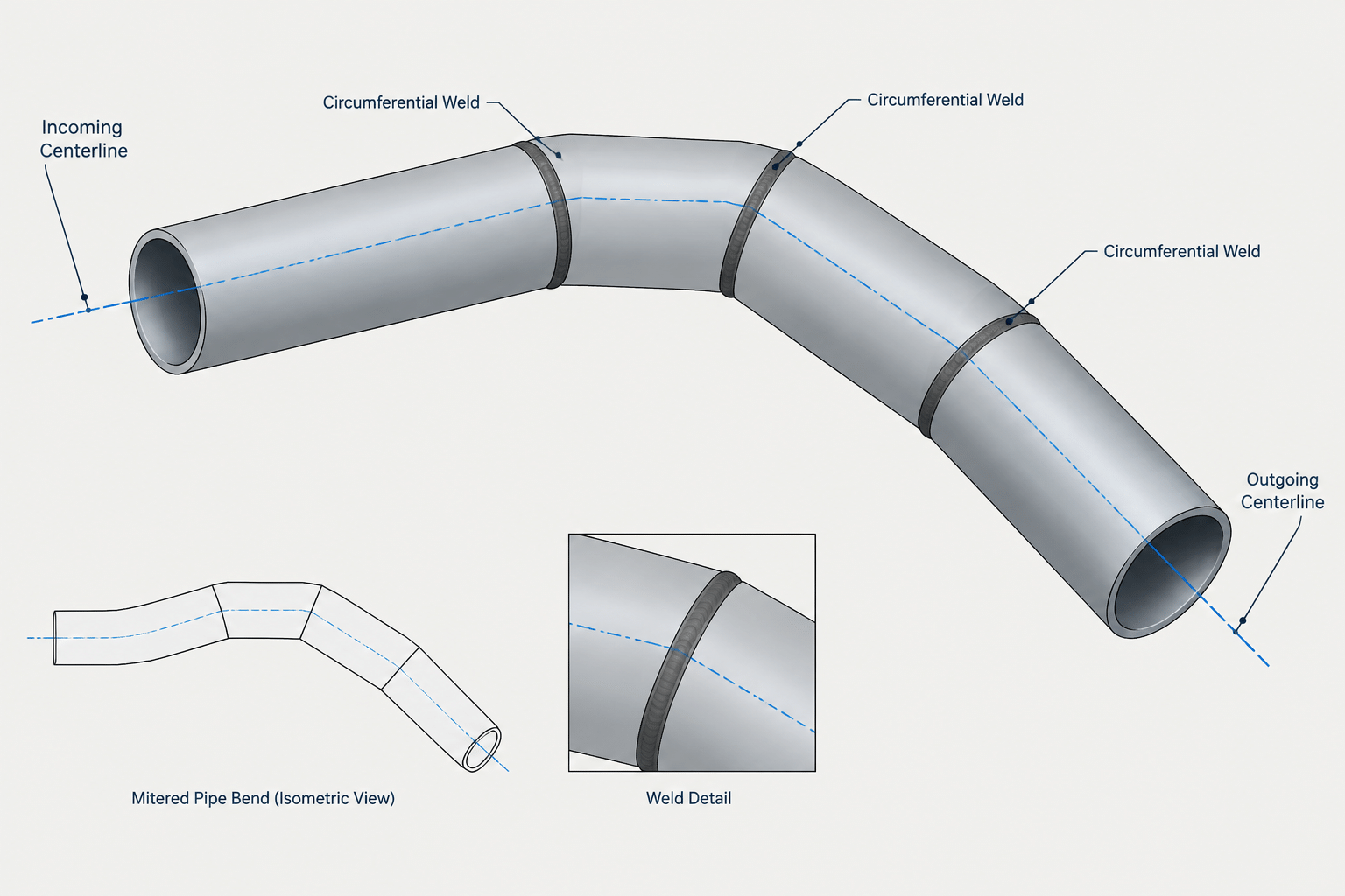 Mitered Pipe Bends in CAD: Segment Geometry, Weld Layout, and Fabrication Documentation