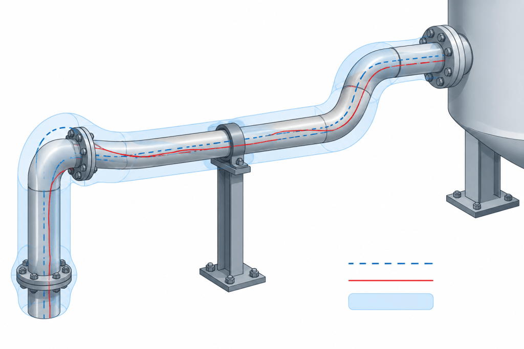 Nominal Geometry vs. Fabrication Tolerance in Piping CAD: A Practical Detailing Guide engineering illustration