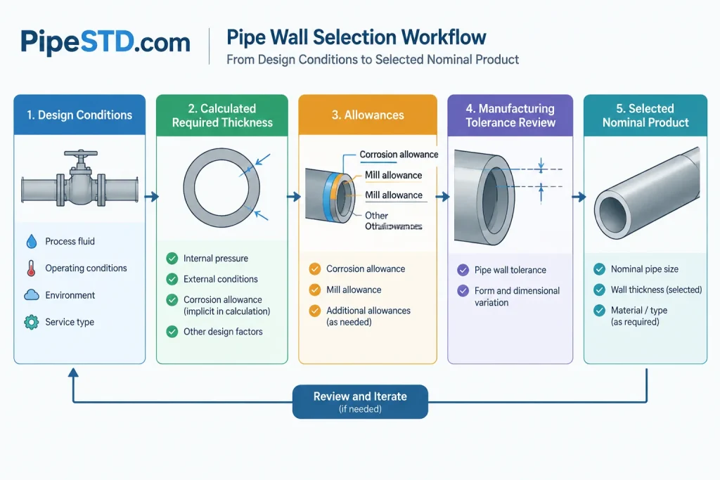 Nominal, Minimum, and Measured Pipe Wall Thickness: What Each Term Means piping engineering illustration