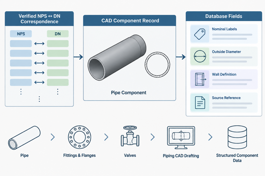NPS vs. DN: Why Nominal Pipe Sizes Are Not Direct Unit Conversions piping engineering illustration