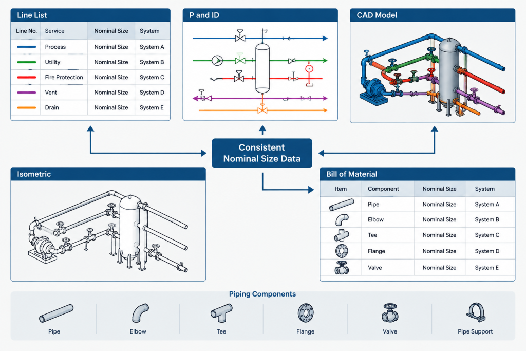 NPS vs. DN: Why Nominal Pipe Sizes Are Not Direct Unit Conversions piping engineering illustration