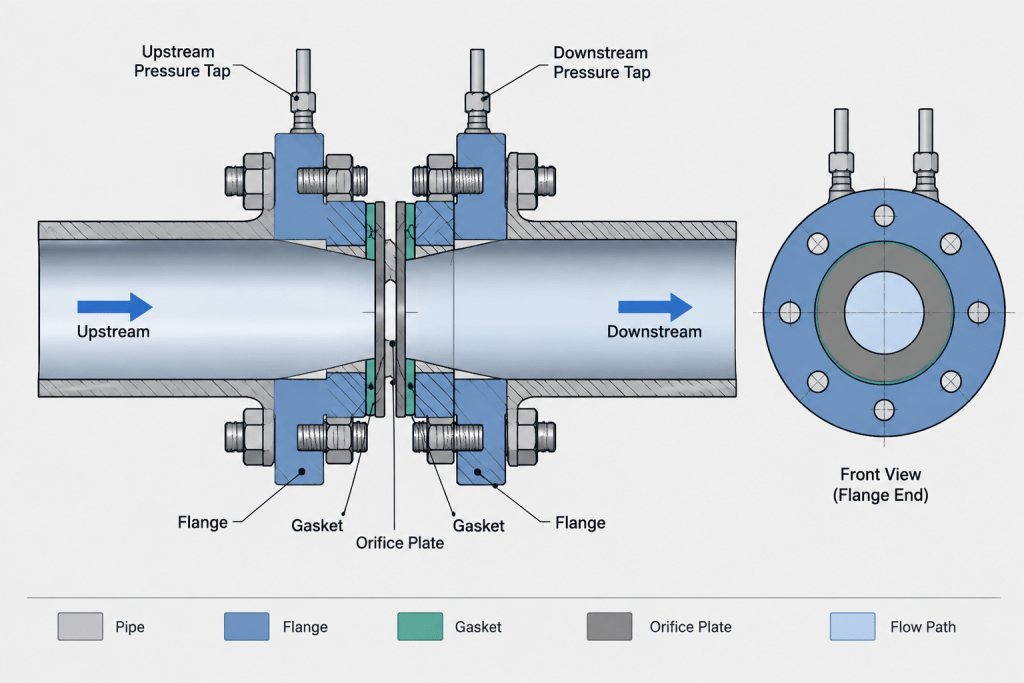 Orifice Flanges and Meter Runs in Piping CAD: A Practical Layout and Detailing Guide piping engineering illustration