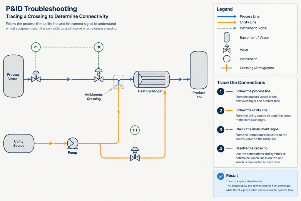 P&ID Line Crossings and Connections: How to Read and Draft Them Clearly piping engineering illustration