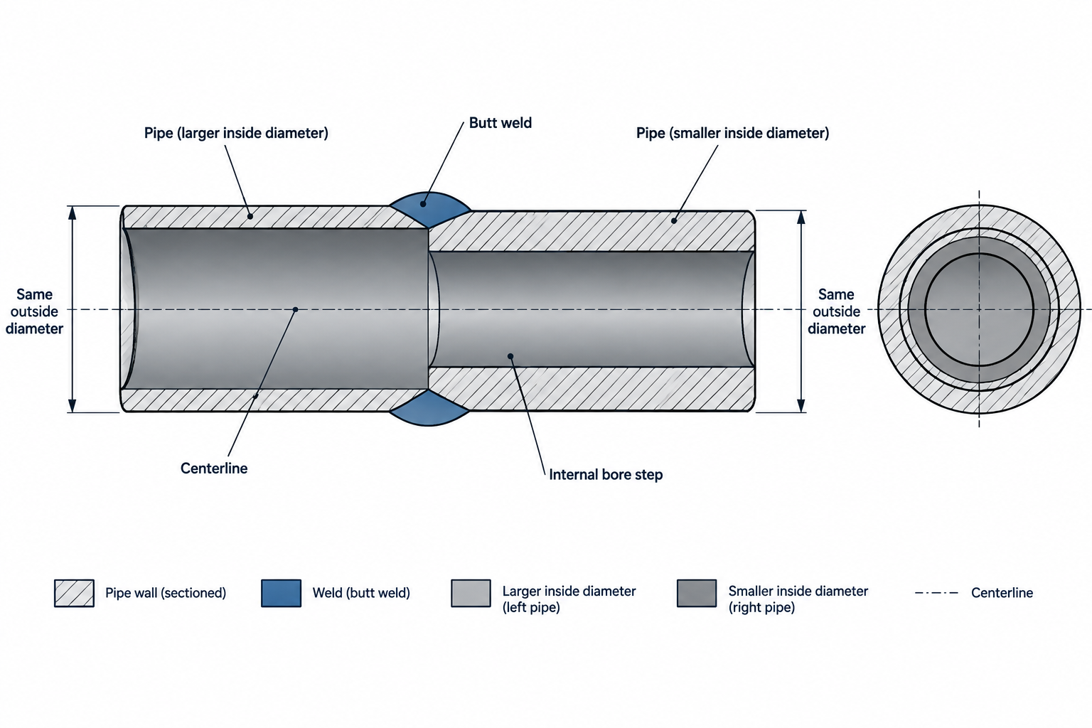 Pipe Bore Mismatch at Butt-Weld Connections: A Practical CAD and Detailing Guide