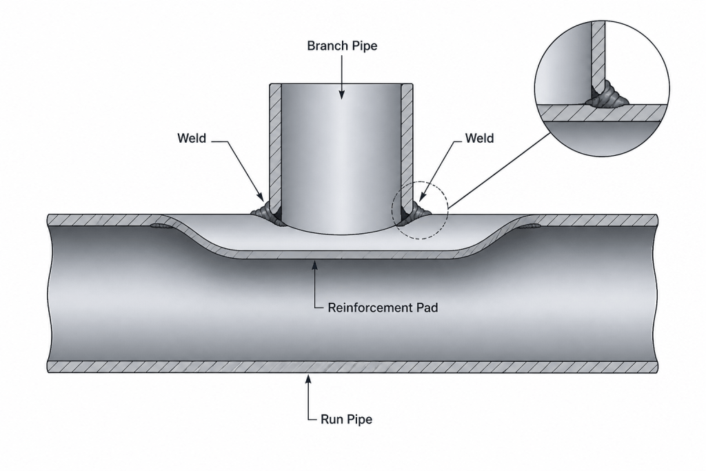 Pipe Branch Reinforcement Pads in CAD: A Practical Detailing and Review Guide engineering illustration