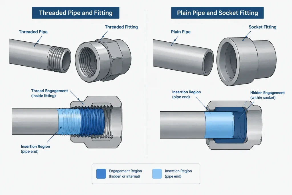 Pipe End Types in CAD and Piping Documentation: Plain, Beveled, Threaded, and Grooved Ends piping engineering illustration