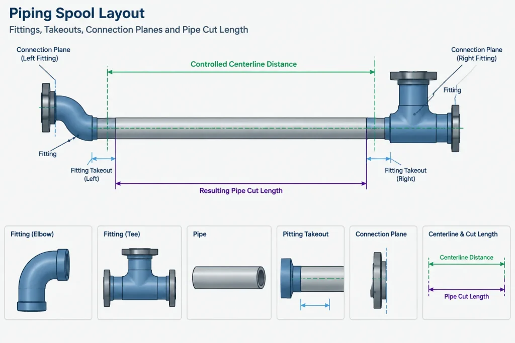 Pipe Fitting Center-to-End Dimensions: How to Read and Use Them in CAD piping engineering illustration