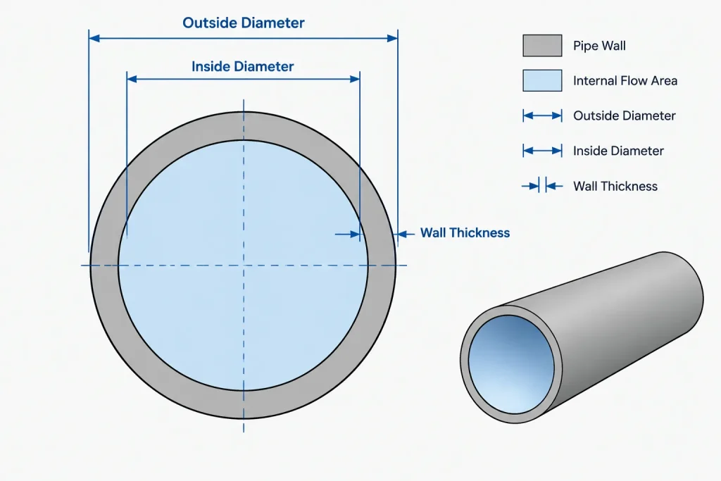 Pipe Inside Diameter and Flow Area: Why Nominal Size Is Not Enough piping engineering illustration