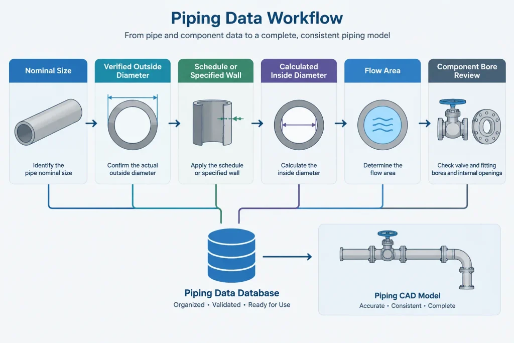 Pipe Inside Diameter and Flow Area: Why Nominal Size Is Not Enough piping engineering illustration