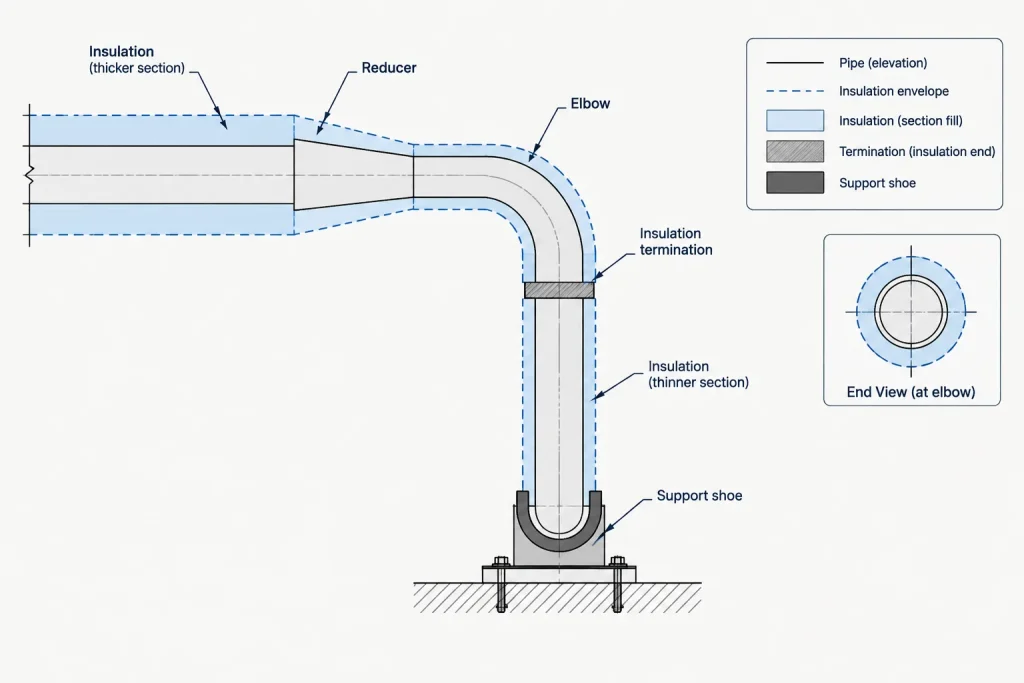 Pipe Insulation in CAD: Modeling the Outer Envelope, Thickness Changes, and Removable Covers piping engineering illustration